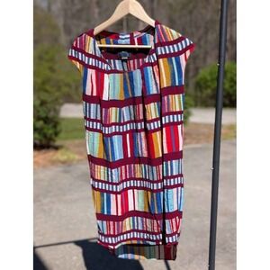 Anthropologie Maeve Au Revoir Dress Striped Colorful Shift Size 8